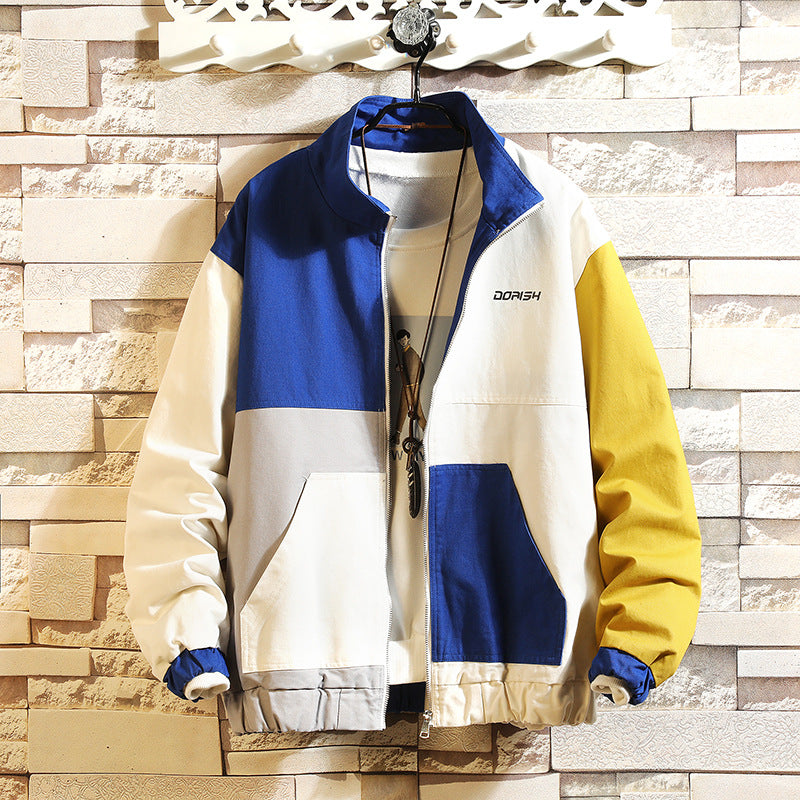 Casual Loose Fit Patchwork Men's Jacket