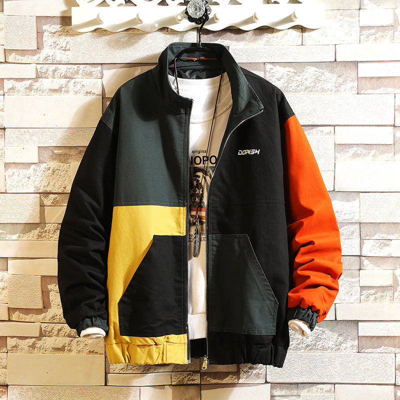 Casual Loose Fit Patchwork Men's Jacket